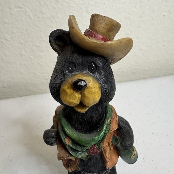 Western Carved Resin Camping Bears Home Decor Carved Wood Design. Black Bears 6” - Picture 2 of 14